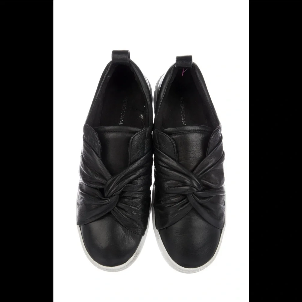 Rebecca‎ Minkoff Nicole Leather Platform Slip On Sneaker Black Size 6 1/2 M